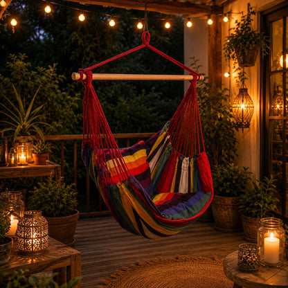chaise-hamac-suspendu-rouge