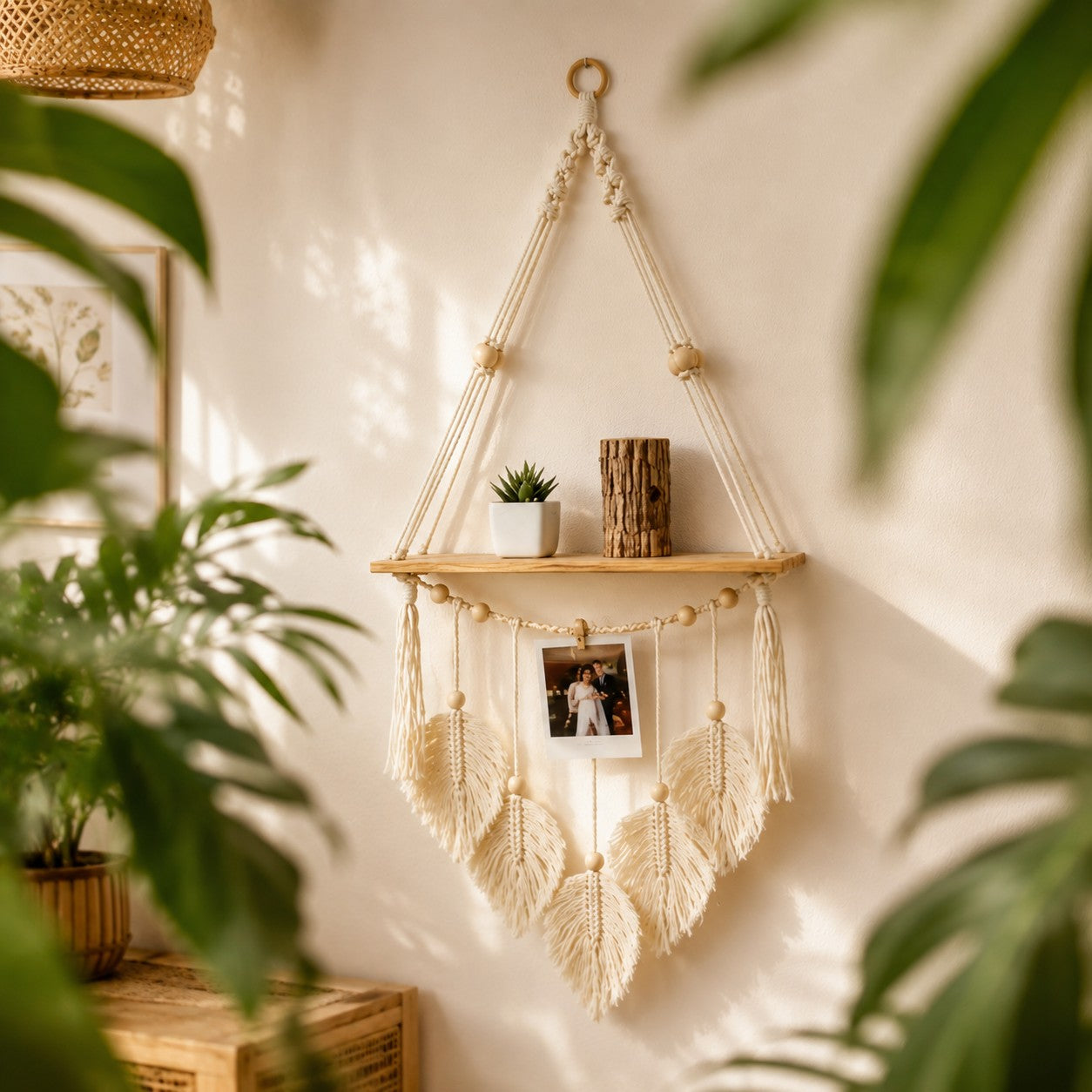 étagère-plante-crème-deux-tablettes