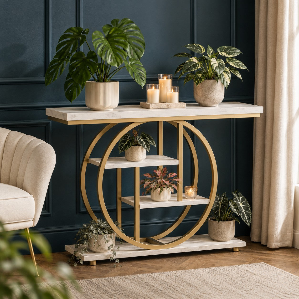 meuble-pour-plante-doré