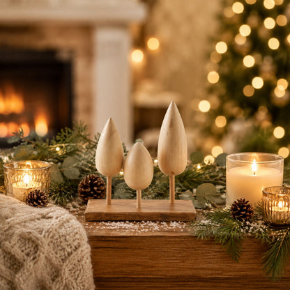 miniature-village-de-noël-arbres-bois